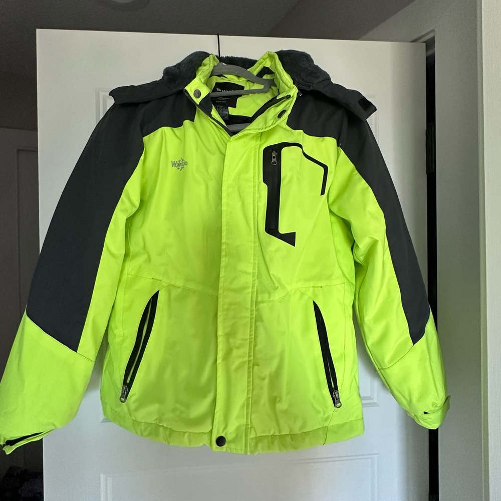 Vibrant Lime and Black Kids Puffer Jacket